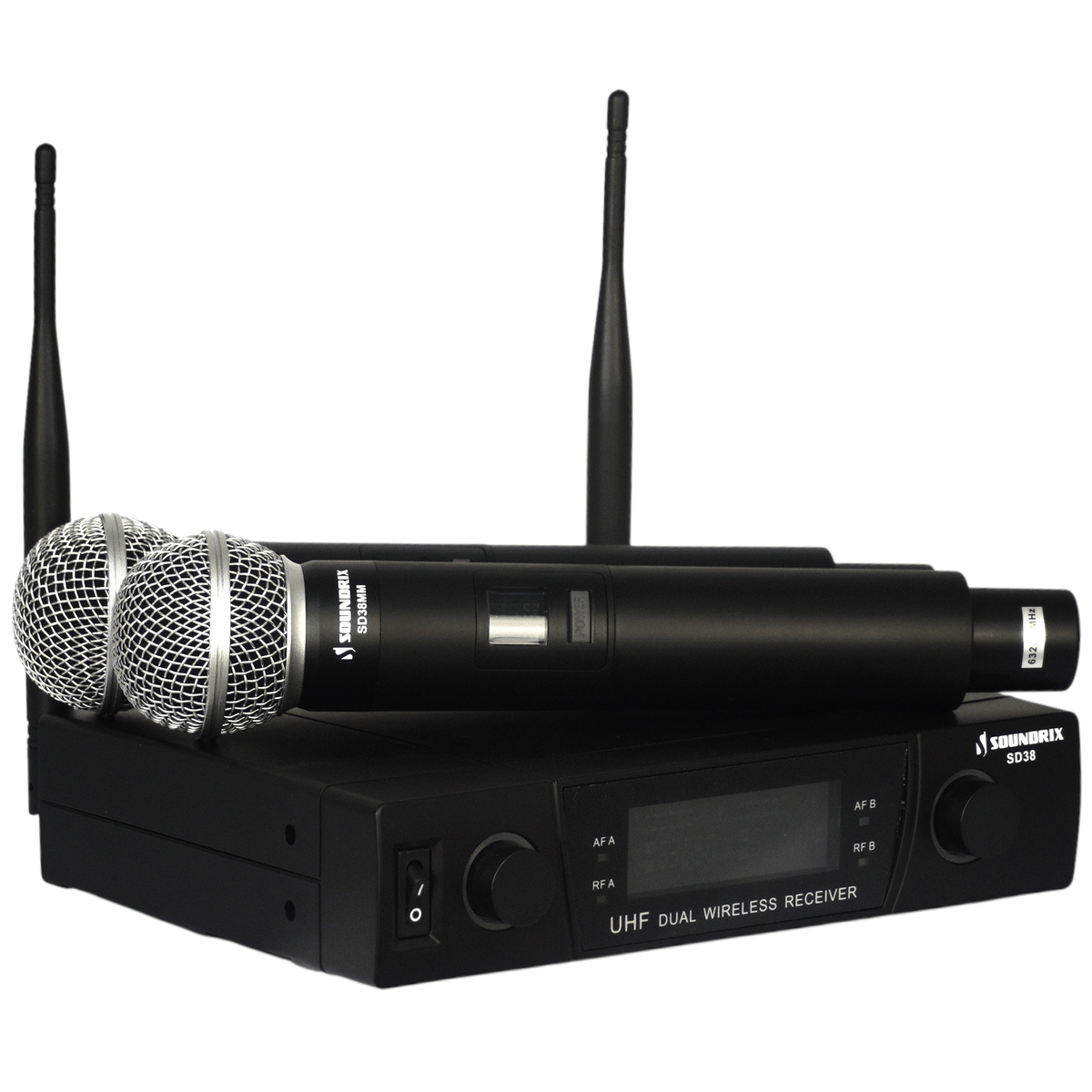 Microfone Sem Fio Duplo de Mao UHF SD38 MM - Soundrix-6